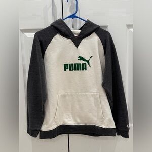 Puma Two-Tone Crewneck Hoodie - Cream Body with Charcoal Sleeves